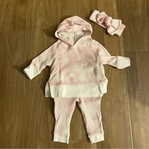 Spearmint Love Pink Lemonade Tie- Dye Waffle 2 piece set + Matching Bow